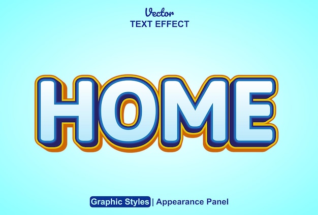 Home text effect with blue graphic style and editable