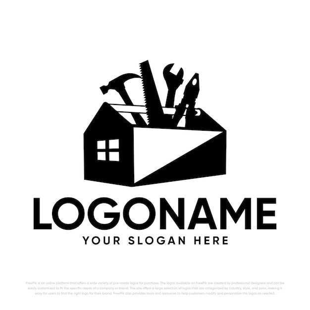 Vector home toolbox logo design