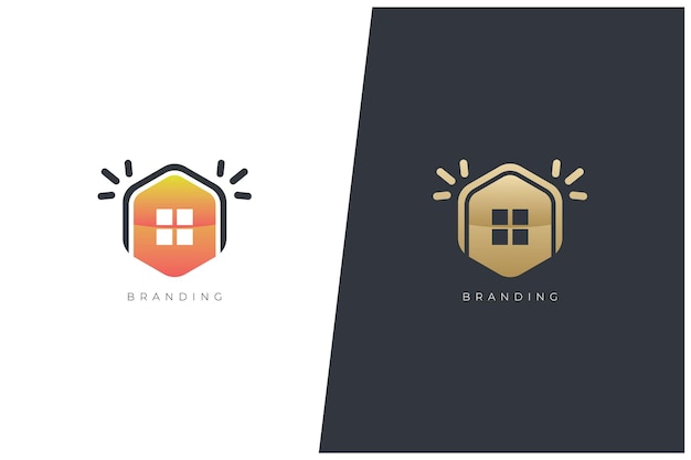 Home vector logo concept design per la ristrutturazione di immobili, struttura moderna e architettura