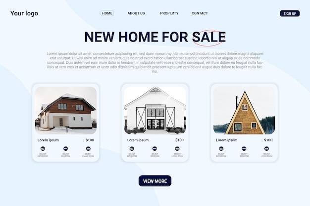 Home verkoop website bestemmingspagina ontwerpsjabloon