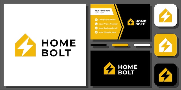 Home volt house bolt building thunder elettrico real estate logo design vettoriale con biglietto da visita