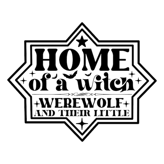 Vector home of a witch werewolf and their little