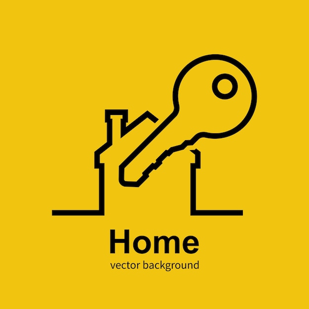 Home with a key isolated on background