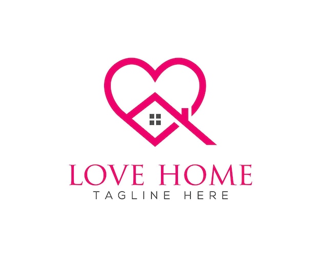 Home With Love Heart 아이콘 간단한 사랑 홈 로고 디자인