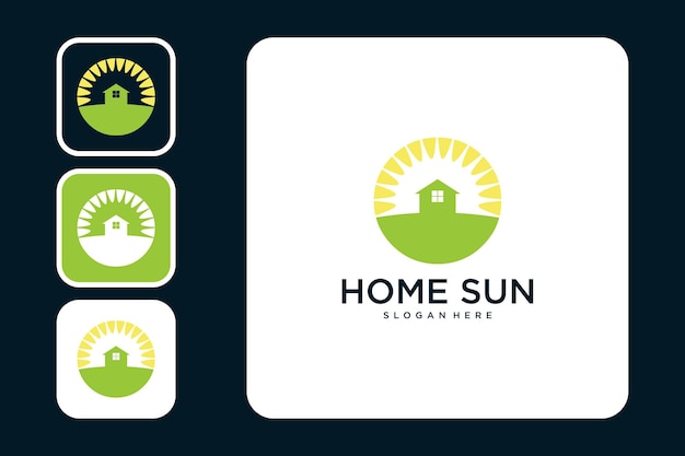 Vector home with sun modern logo design