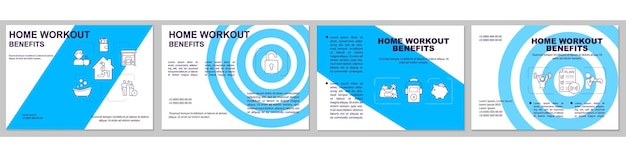 Home workout benefits brochure template. Home exercising pluses. Flyer, booklet, leaflet print, cover design with linear icons.  