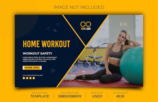 Home workout social media post banner ontwerp