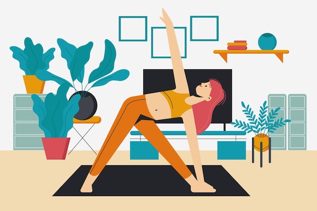 Vector home workout vector illustration