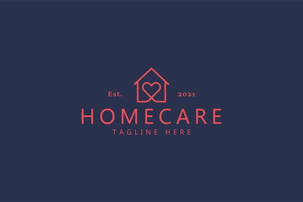 Vector homecare love heart logo trending. home insurance