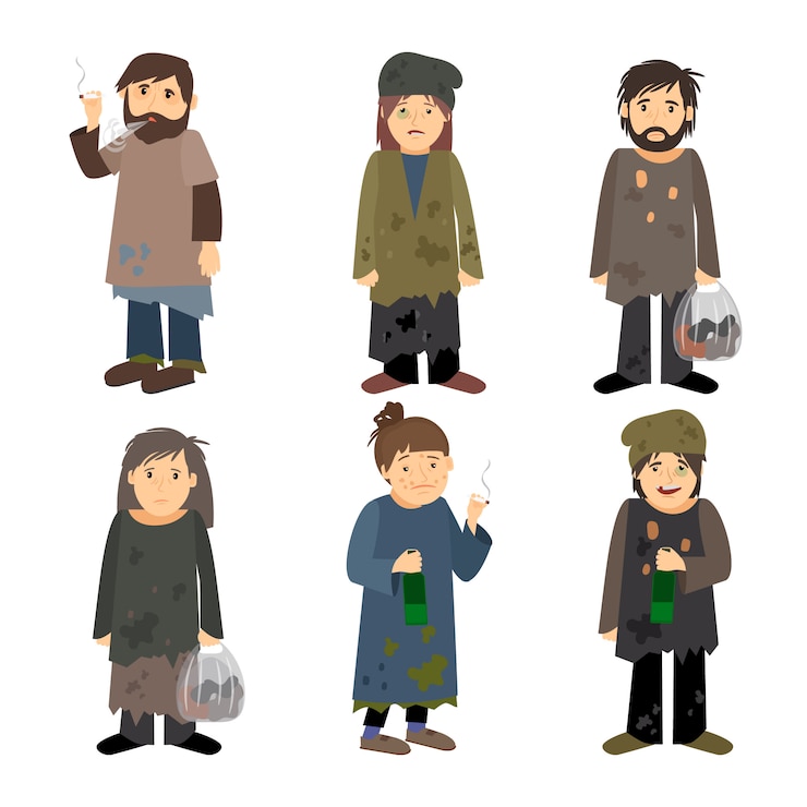 Vector ホームレスの人々の男性と女性のベクトル分離