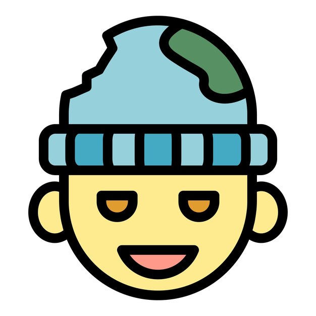 Икона бездомного улыбающегося ребёнка контур бездомный улыбающийся ребёнк векторная икона цвет плоский изолированный
