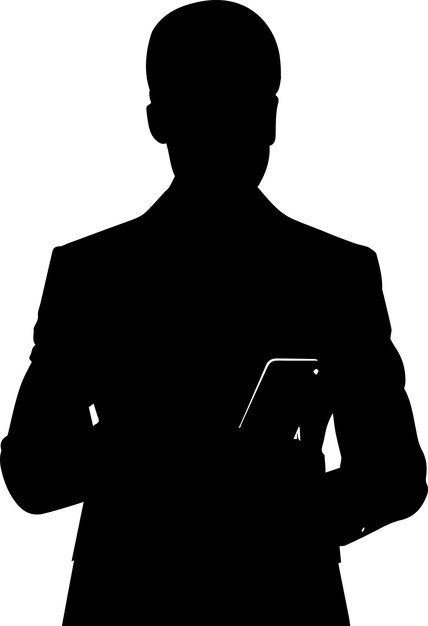 homem de negócios navegando na silhueta vetorial do telefone celular 25