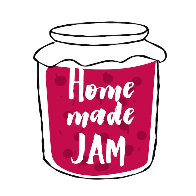 Homemade jam jar illustration on white background