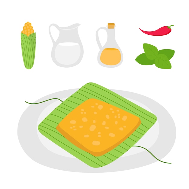 Домашняя мексиканская еда тамалес или хумита ингредиенты для блюд значки рецептов