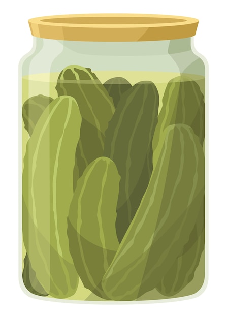 Вектор Домашние маринованные огурцы. кусочек маринованных продуктов для упаковки, этикетки, меню, вывески или витрины. ферментированные овощи, хрустящие корнишоны с солью. здоровая вегетарианская еда.