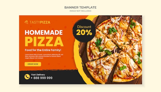 Vettore modello di banner cibo pizza fatta in casa