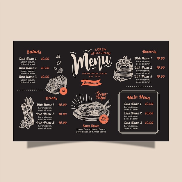 homemade restaurant menu concept