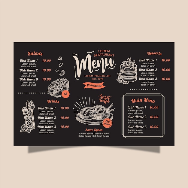 Homemade restaurant menu concept