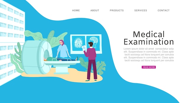 Vector homeopathy, medicines from plants, medical treatment, onlain healthcare concept,     illustration. medical examination website, room with equipment, doctor examines patient.