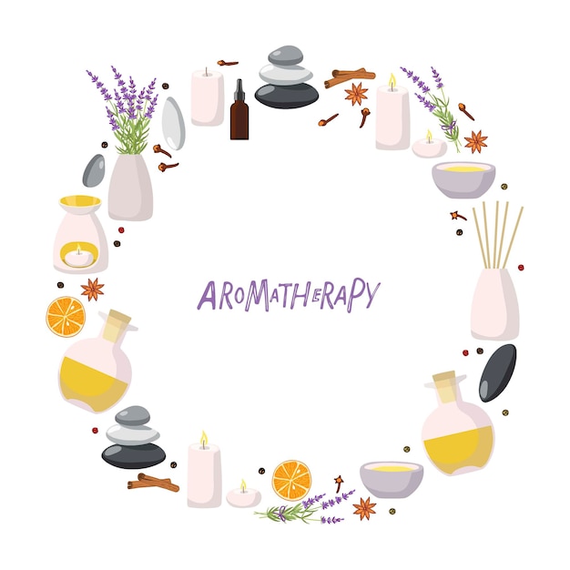 Homeopathy wreath isolated Aromatherapy round frame