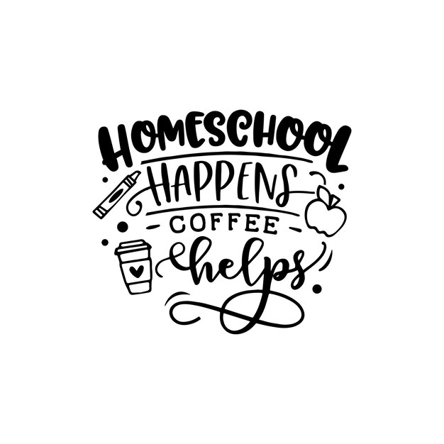 ホームスクーリングはコーヒーがtシャツのデザインのタイポグラフィのレタリングを引用するのに役立ちます