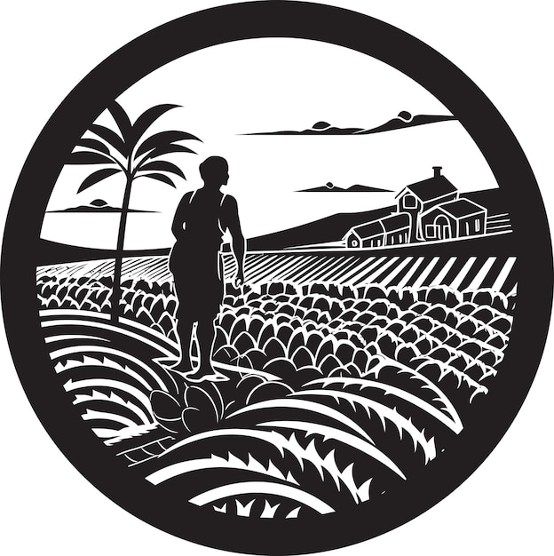 Логотип Homestead Harmony Agriculture Векторное искусство Культивируемое гребень Сельское хозяйство Логотип Дизайн Искусство