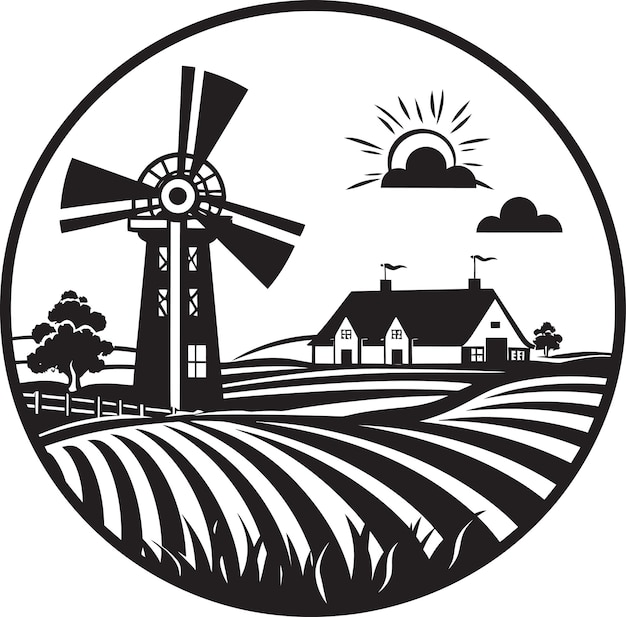 Homestead Harvest Black Vector Logo for Farms Rural Elegance Agricultural Farmhouse Emblem