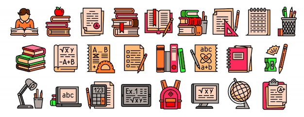 Homework icons set