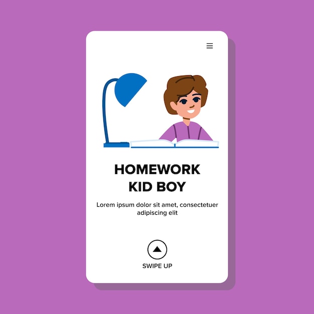 Homework kid boy vector