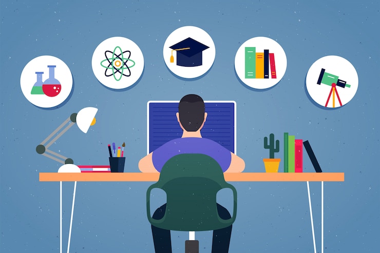 Vector homework school icons illustration