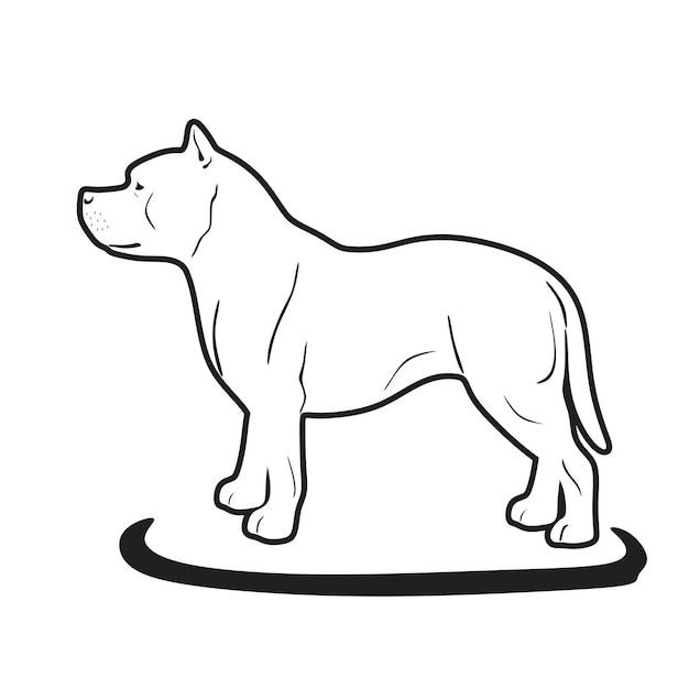 Vector hond amerikaanse bullebak lijntekeningen logo handgemaakte silhouet collectie