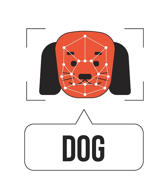 Vector hond beelddetectie lineaire egale kleur vector pictogram