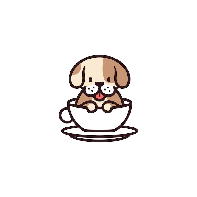 Hond beker mok glas café logo pictogram illustratie