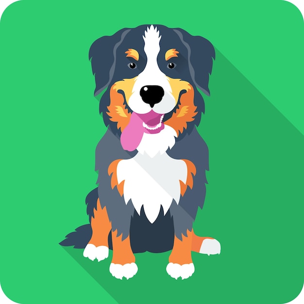 Hond berner sennenhond zittend pictogram plat ontwerp