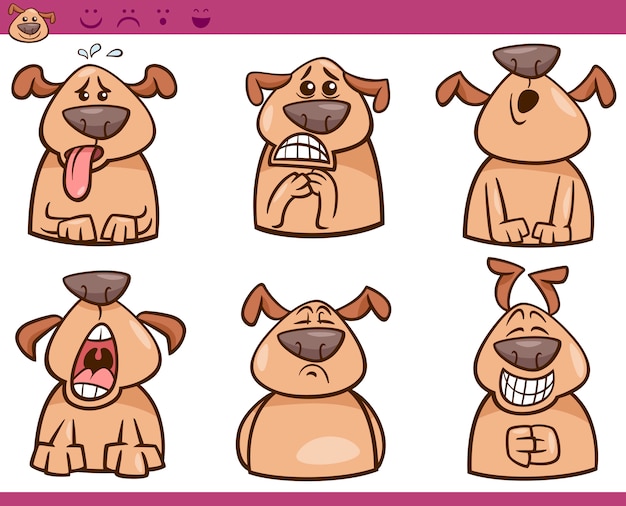 Hond emoties cartoon afbeelding set