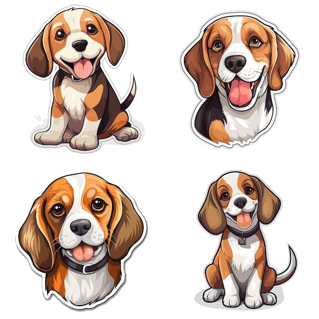 Hond en puppies vector collectie set beagle
