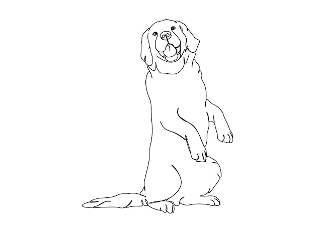 Hond enkellijnige kunsttekening gaat door met lijn vectorillustratie