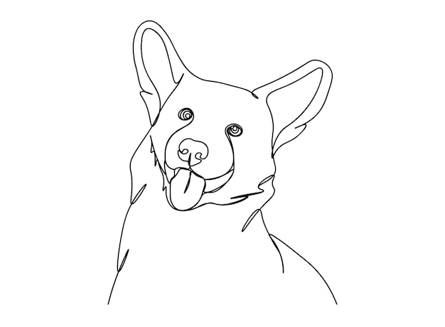 Hond enkellijnige kunsttekening gaat door met lijn vectorillustratie