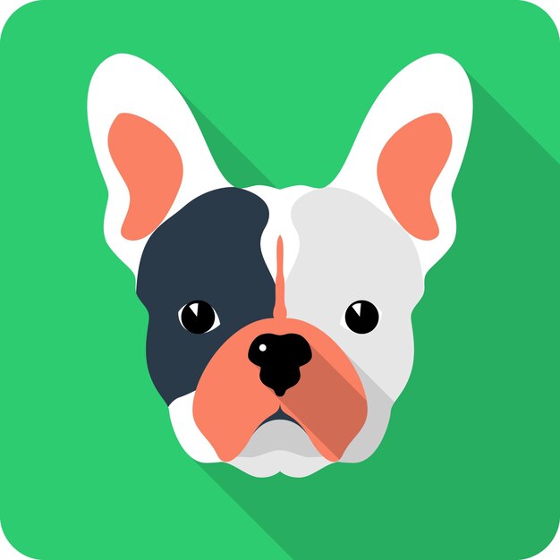 Hond Franse bulldog pictogram plat ontwerp