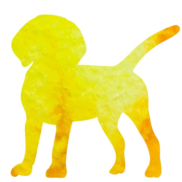 Hond gele aquarel silhouet geïsoleerde vector