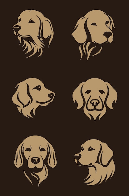 Hond_golden_retriever_vector_logos_set_full