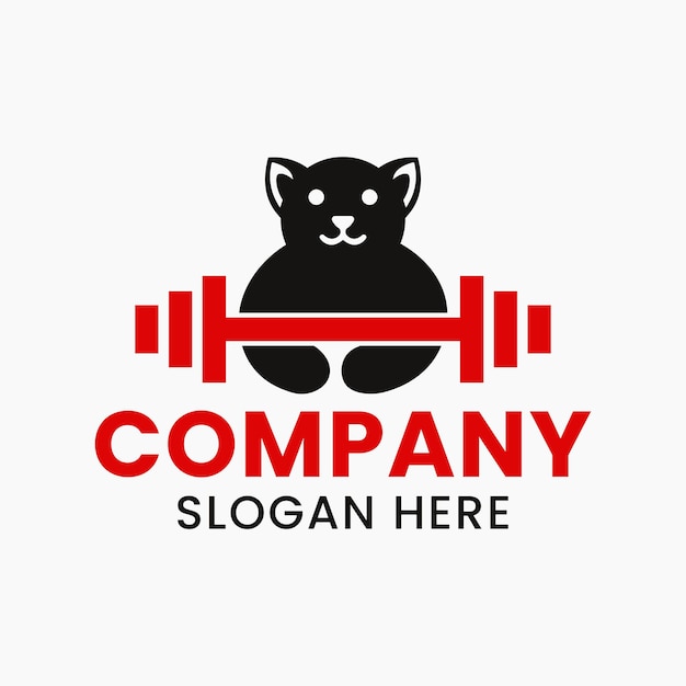 Hond Gym Logo Negatieve Ruimte Concept Vector Sjabloon. Hond Bedrijf Fitness Symbool