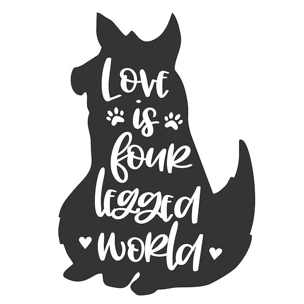 Hond hand getrokken typografie poster conceptuele handgeschreven zin hand geletterden kalligrafische ontwerp ins...