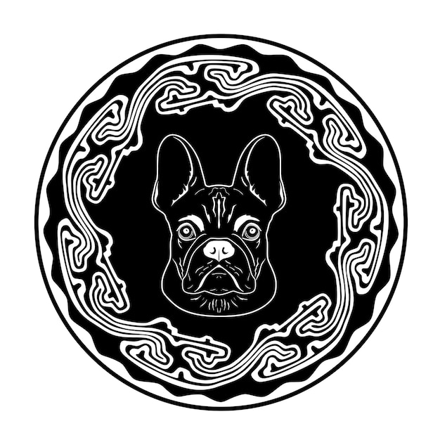 hond hoofd logo zwart-wit kunst handgemaakt silhouet model 28