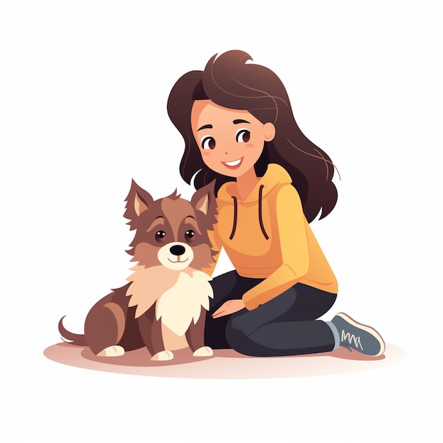 Vector hond huisdier vector meisje persoon dier gelukkig illustratie schattig personage vriend cartoon liefde