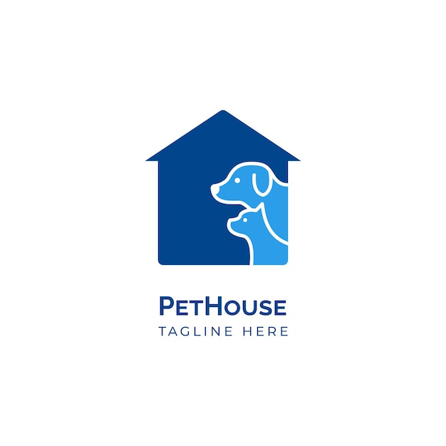 Hond kat huisdier huis huis logo vector ontwerpsjabloon