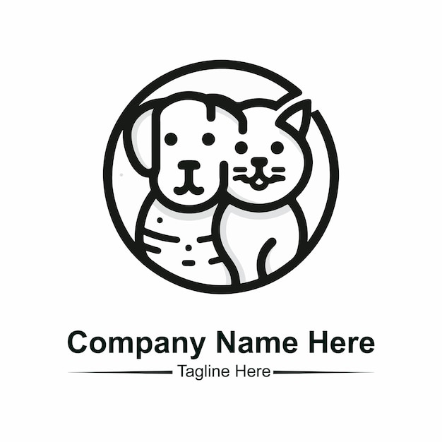 hond kat huisdier logo vector icoon lijn kunst omtrek ontwerp