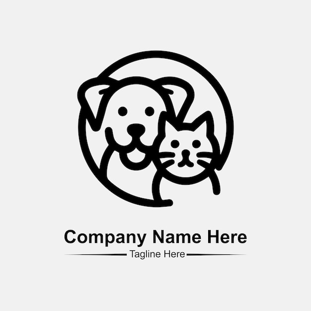 hond kat huisdier logo vector icoon lijn kunst omtrek ontwerp