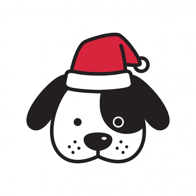 Vector hond kerst santa claus cartoon