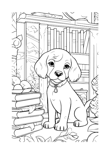 Vector hond kleurplaten puppy kleurplaten en dieren kleurplaten voor kinderen hond lijntekeningen